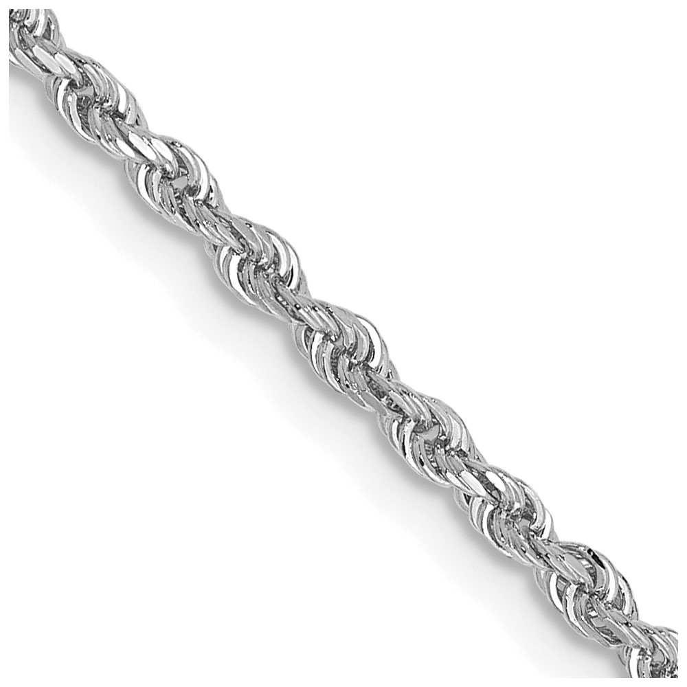 14K White Gold 24 Inch 2mm Diamond-cut Quadruple Rope Lobster Clasp Chain (WQT016-24)