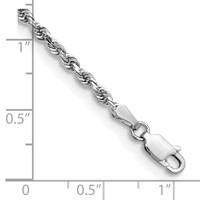 14K White Gold 7 Inch 2.75mm Diamond-cut Quadruple Rope Lobster Clasp Chain view 3
