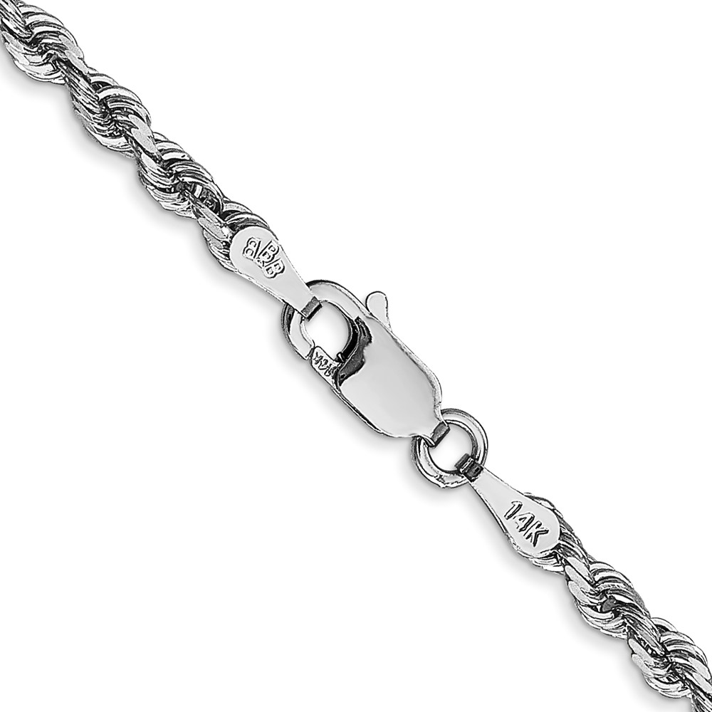 14K White Gold 24 Inch 3mm Diamond-cut Quadruple Rope Lobster Clasp Chain (WQT023-24)