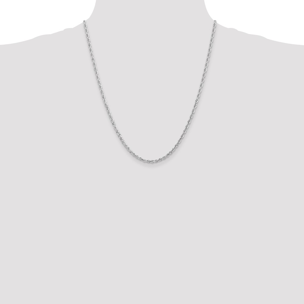 14K White Gold 22 Inch 3mm Diamond-cut Quadruple Rope Lobster Clasp Chain (WQT023-22)