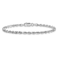 14K White Gold 3mm Diamond-cut Quadruple Rope Lobster Clasp Chain, 7" view 3