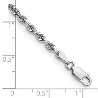 14K White Gold 3mm Diamond-cut Quadruple Rope Lobster Clasp Chain, 7" view 4