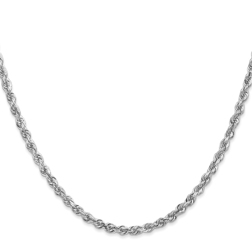 14K White Gold 22 Inch 3.35mm Diamond-cut Quadruple Rope Lobster Clasp Chain (WQT025-22)