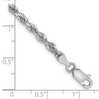 14K White Gold 3.35mm Diamond-cut Quadruple Rope Lobster Clasp Chain, 7" view 2