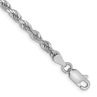 14K White Gold 3.35mm Diamond-cut Quadruple Rope Lobster Clasp Chain, 7" view 1