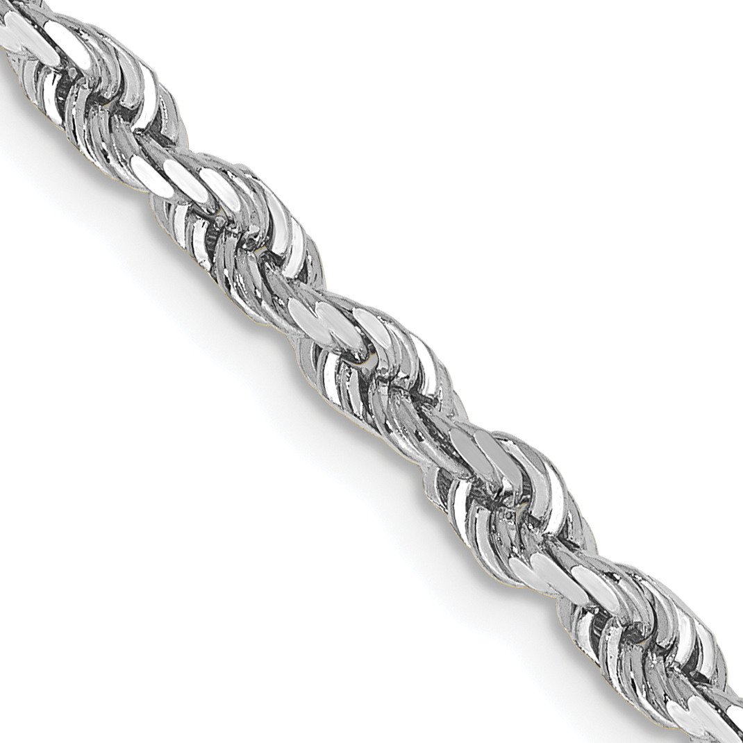 14K White Gold 22 Inch 3.35mm Diamond-cut Quadruple Rope Lobster Clasp Chain (WQT025-22)