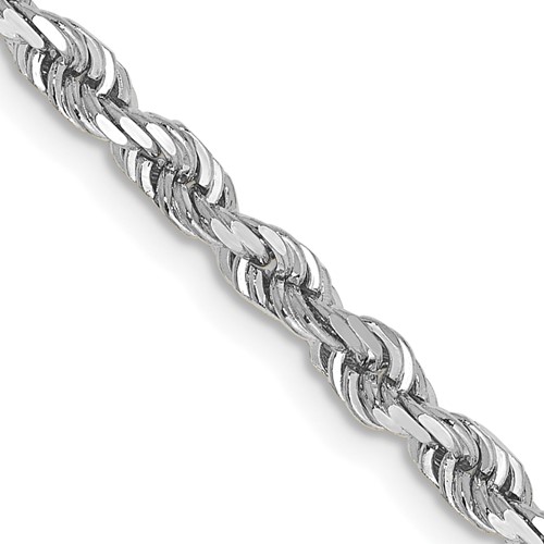 14K White Gold 24 Inch 3.35mm Diamond-cut Quadruple Rope Lobster Clasp Chain