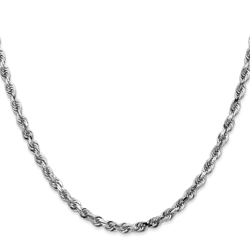 14K White Gold 30 Inch 4mm Diamond-cut Quadruple Rope Lobster Clasp Chain (WQT030-30)