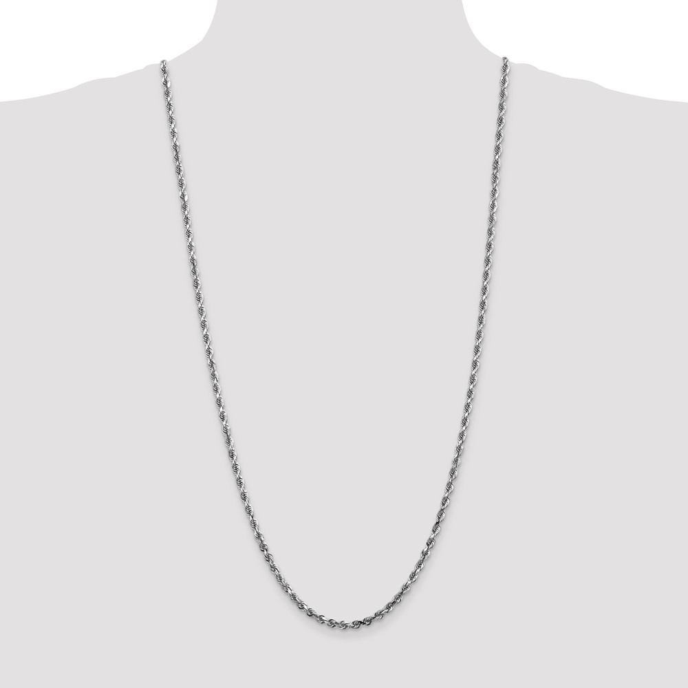 14K White Gold 30 Inch 4mm Diamond-cut Quadruple Rope Lobster Clasp Chain (WQT030-30)