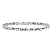 14K White Gold 4mm Diamond-cut Quadruple Rope Lobster Clasp Chain, 7" view 3