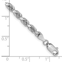 14K White Gold 4mm Diamond-cut Quadruple Rope Lobster Clasp Chain, 7" view 2