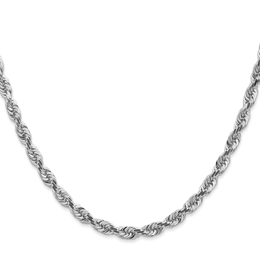 14K White Gold 24 Inch 4.5mm Diamond-cut Quadruple Rope Lobster Clasp Chain (WQT035-24)