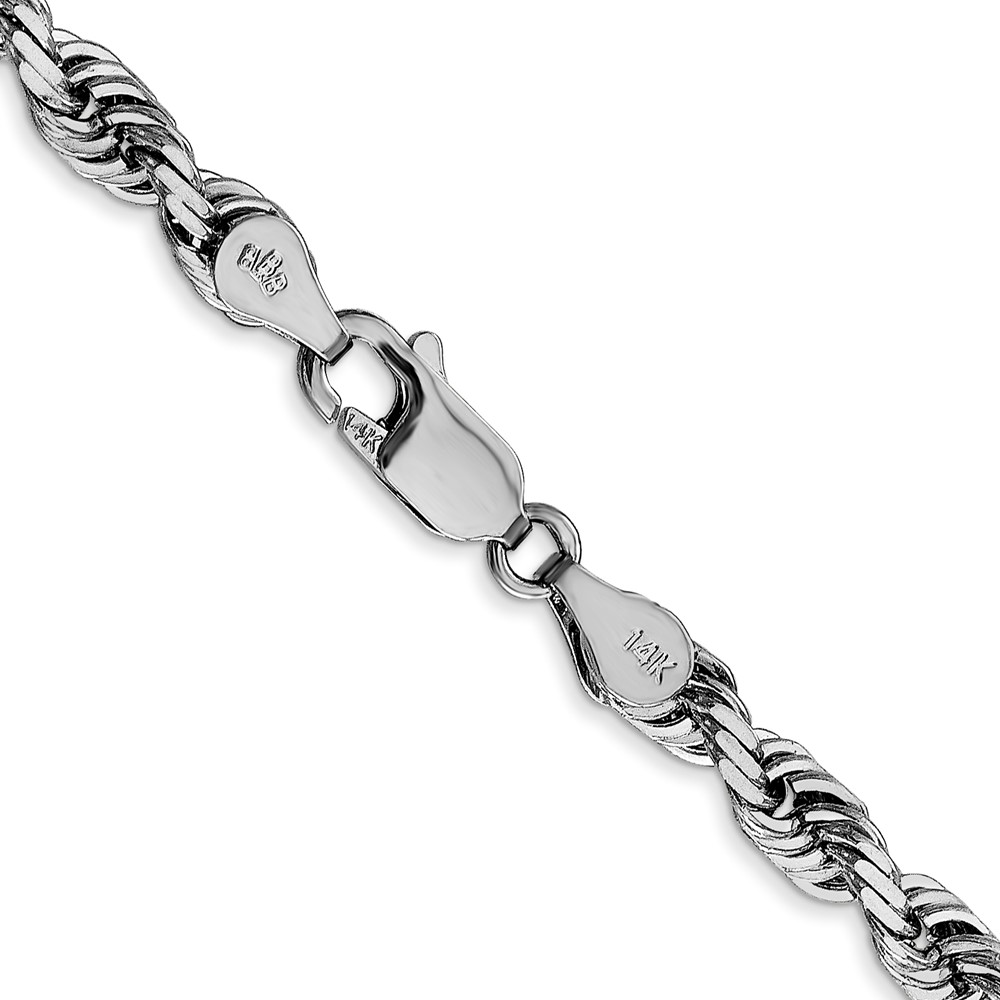 14K White Gold 24 Inch 4.5mm Diamond-cut Quadruple Rope Lobster Clasp Chain (WQT035-24)