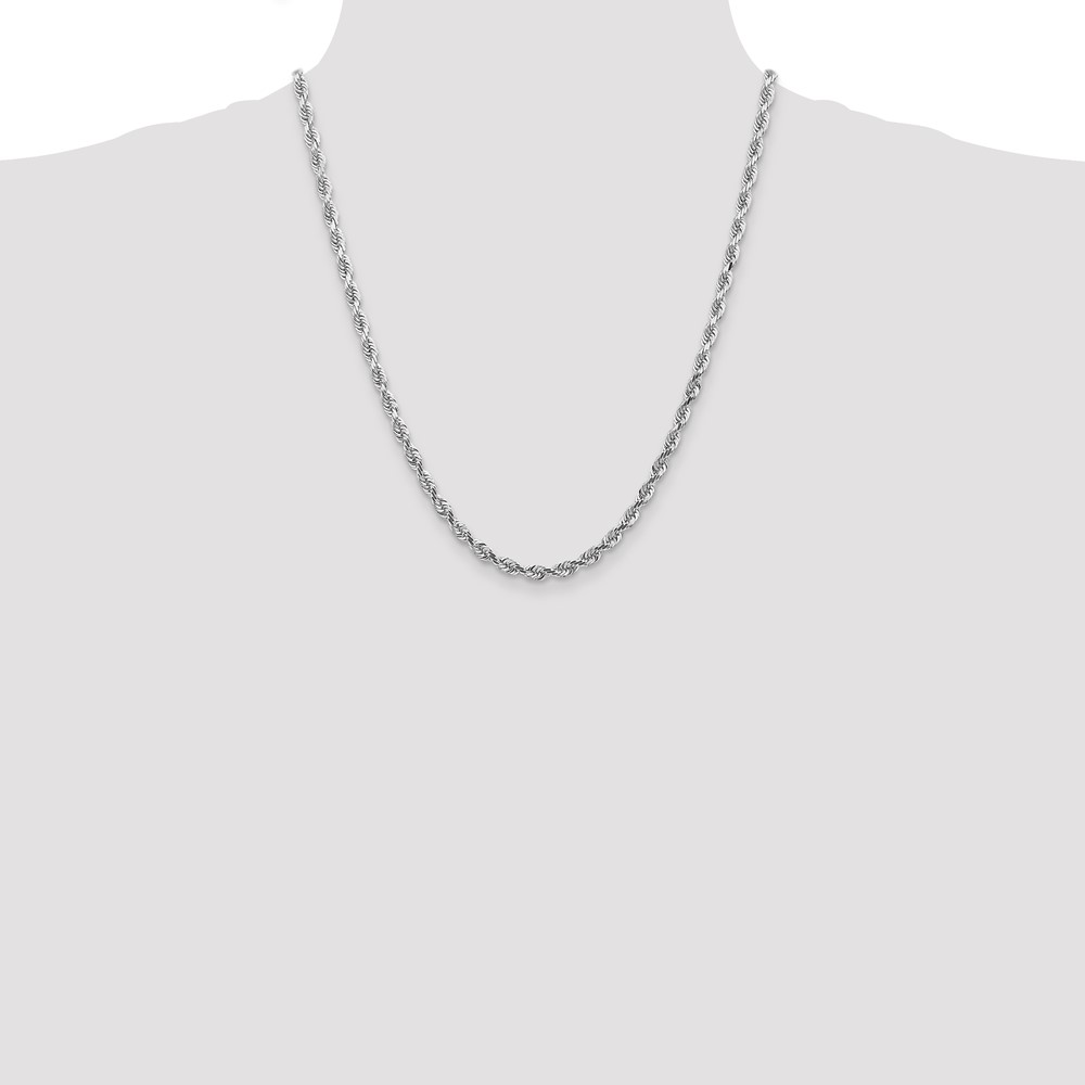 14K White Gold 22 Inch 4.5mm Diamond-cut Quadruple Rope Lobster Clasp Chain (WQT035-22)
