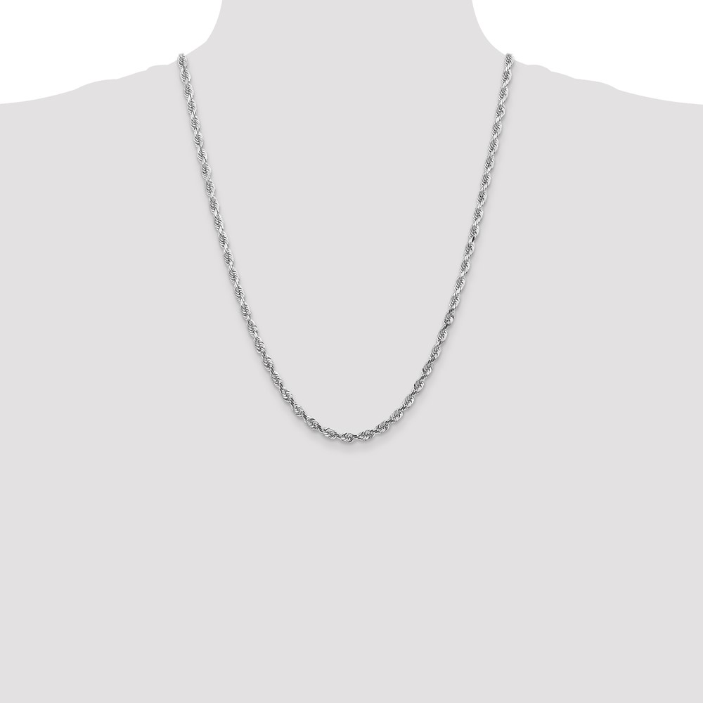 14K White Gold 24 Inch 4.5mm Diamond-cut Quadruple Rope Lobster Clasp Chain (WQT035-24)