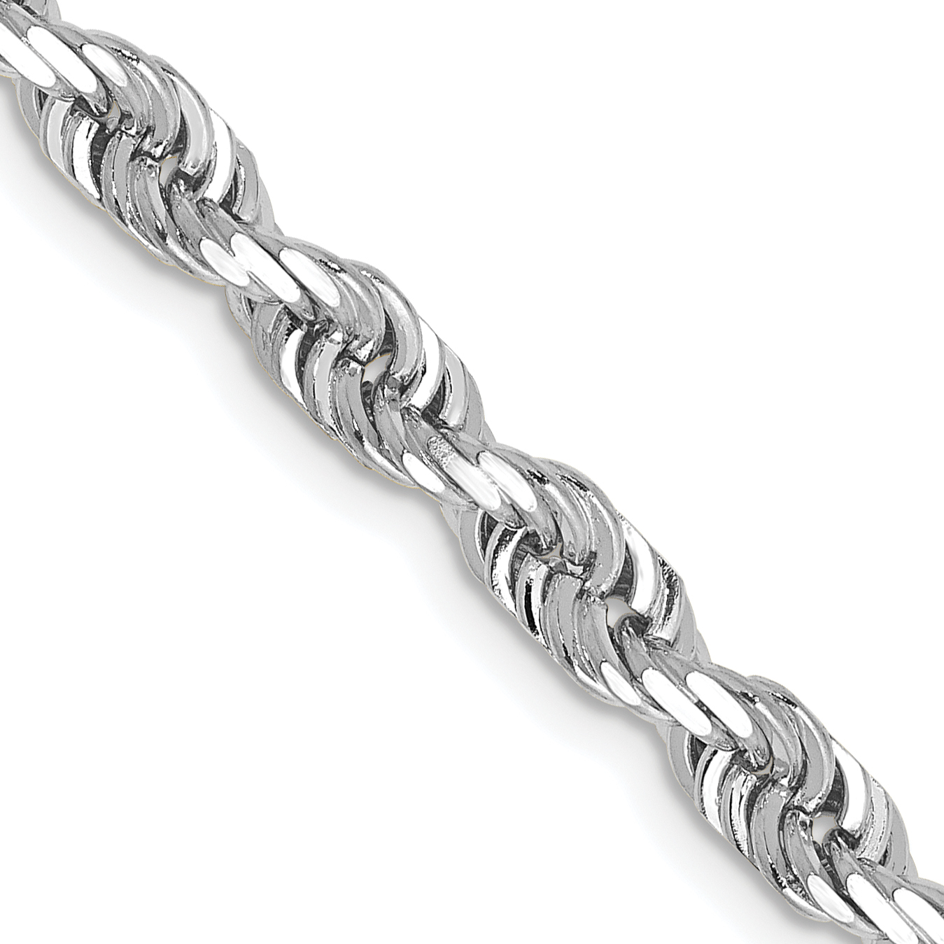 14K White Gold 24 Inch 4.5mm Diamond-cut Quadruple Rope Lobster Clasp Chain (WQT035-24)