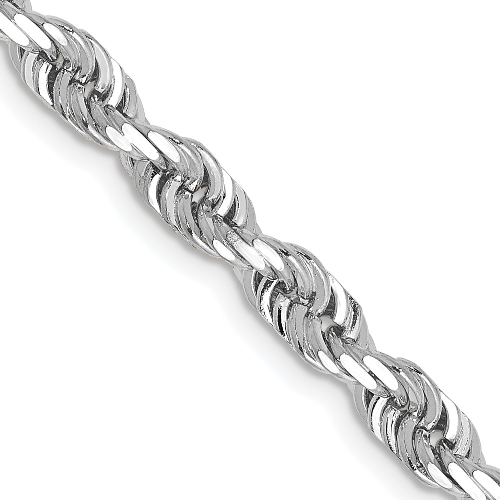 14K White Gold 24 Inch 4.5mm Diamond-cut Quadruple Rope Lobster Clasp Chain (WQT035-24)
