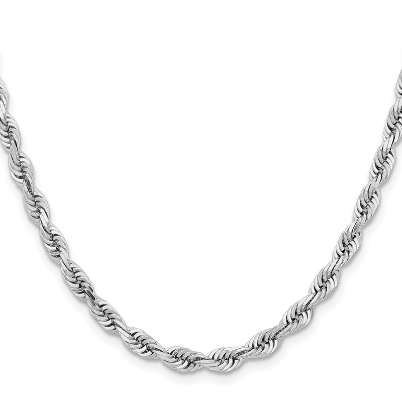 14K White Gold 30 Inch 5mm Diamond-cut Quadruple Rope Lobster Clasp Chain