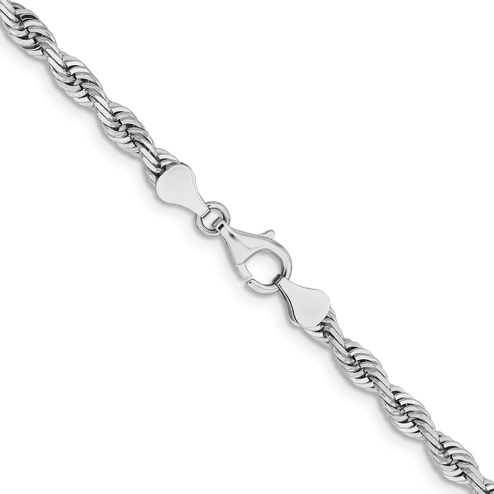 14K White Gold 20 Inch 5mm Diamond-cut Quadruple Rope Lobster Clasp Chain (WQT040-20)