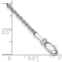 14K White Gold 1.7mm Ropa Anklet with Lobster Clasp - 9in view 2