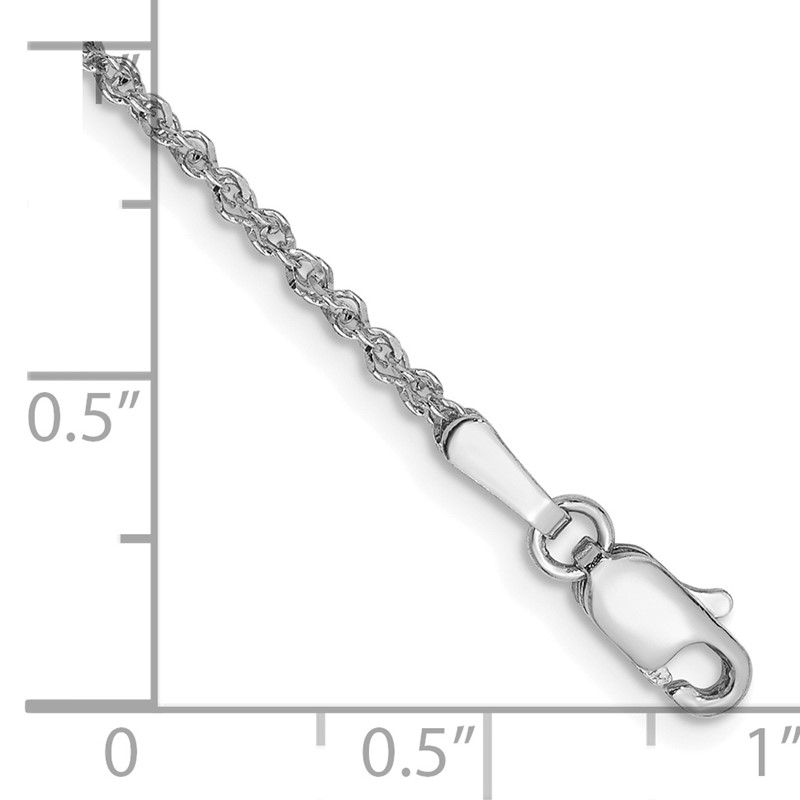 14K  White Gold 9 inch 1.7mm Ropa with Lobster Clasp Anklet