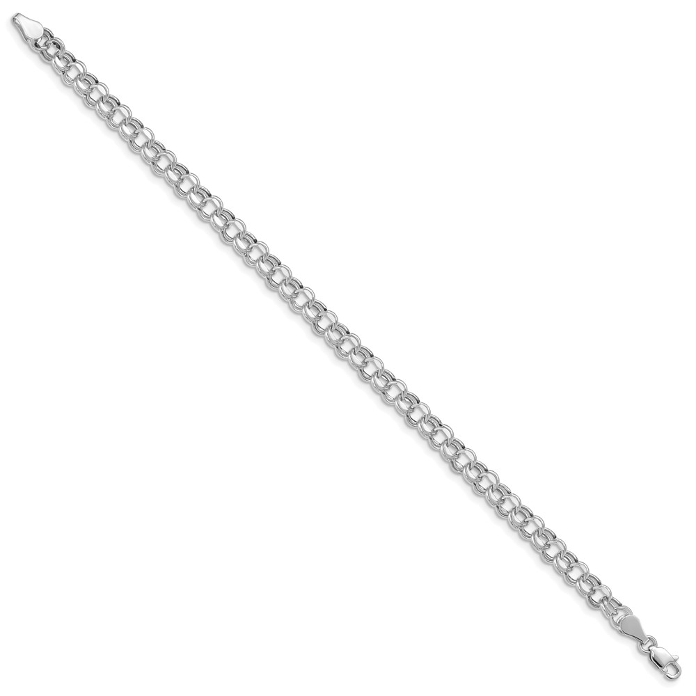 14k White Gold 5mm Hollow Double Link 8.25 inch Charm Bracelet (WSD1-8.25)