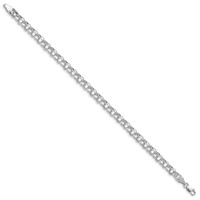 14K White Gold 5mm Hollow Double Link Charm Bracelet, 7.25" view 2