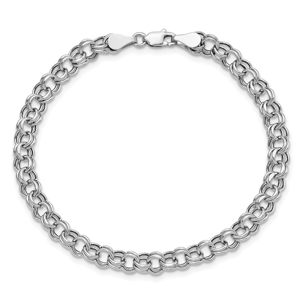 14k White Gold 5mm Hollow Double Link 8.25 inch Charm Bracelet (WSD1-8.25)