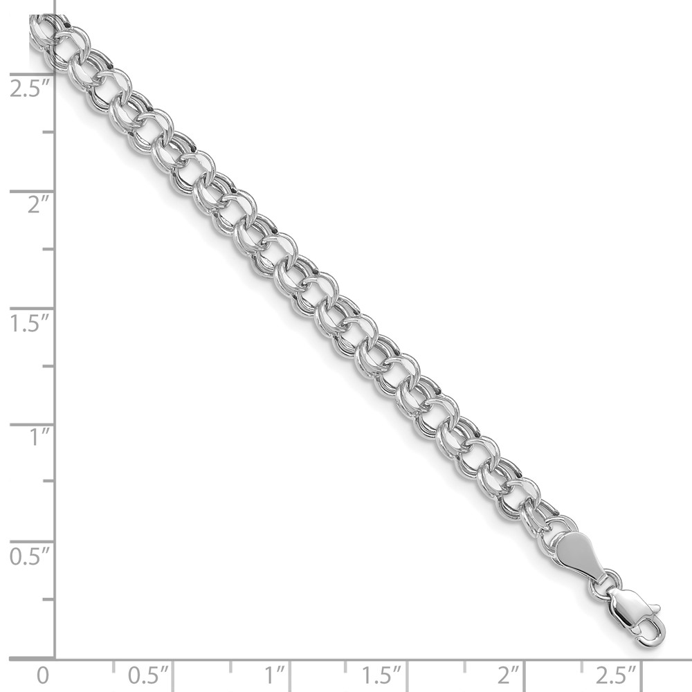 14k White Gold 5mm Hollow Double Link 8.25 inch Charm Bracelet (WSD1-8.25)