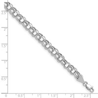 14K White Gold 6.25mm Hollow Double Link Charm Bracelet, 7.25" view 4
