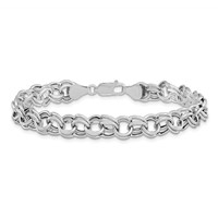 14K White Gold 9mm Hollow Double Link Charm Bracelet, 8.25" view 3