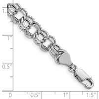 14K White Gold 9mm Hollow Double Link Charm Bracelet, 8.25" view 5