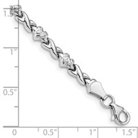 14K White Gold Polished Diamond-cut X-and-Heart Bracelet, 7" view 4