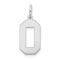 14K White Gold Medium Satin Number 0 Charm view 4