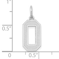 14K White Gold Medium Satin Number 0 Charm view 3