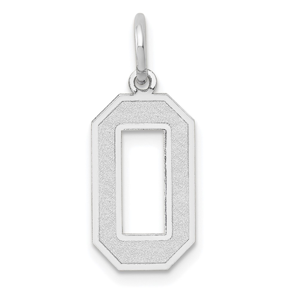 14K White Gold Medium Satin Number 0 Charm