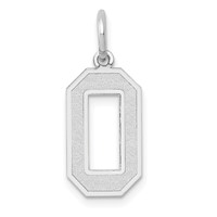 14K White Gold Medium Satin Number 0 Charm view 1