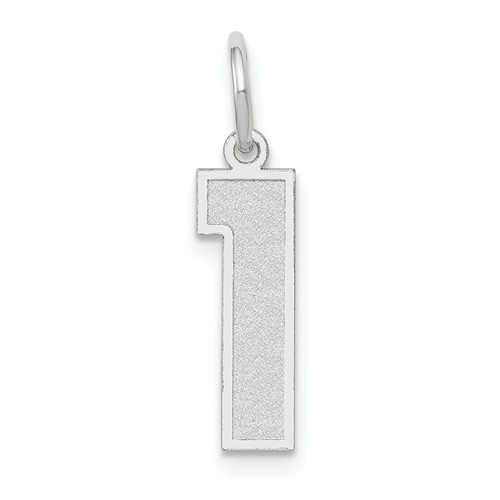 14K White Gold Medium Satin Number 1 Charm