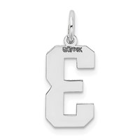 14K White Gold Medium Satin Number 3 Charm view 4