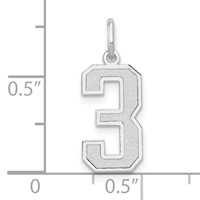 14K White Gold Medium Satin Number 3 Charm view 3