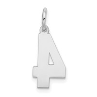 14K White Gold Medium Satin Number 4 Charm view 4