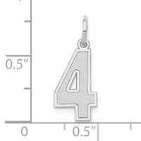 14K White Gold Medium Satin Number 4 Charm view 3