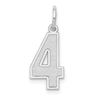 14K White Gold Medium Satin Number 4 Charm view 1