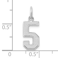 14K White Gold Medium Satin Number 5 Charm view 3