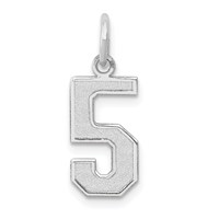 14K White Gold Medium Satin Number 5 Charm view 1