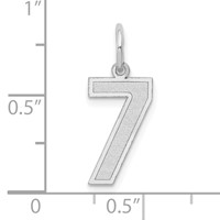 14K White Gold Medium Satin Number 7 Charm view 3