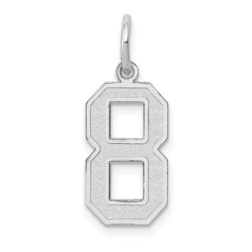 14K White Gold Medium Satin Number 8 Charm