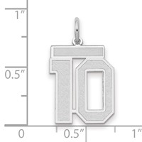 14K White Gold Medium Satin Number 10 Charm view 2