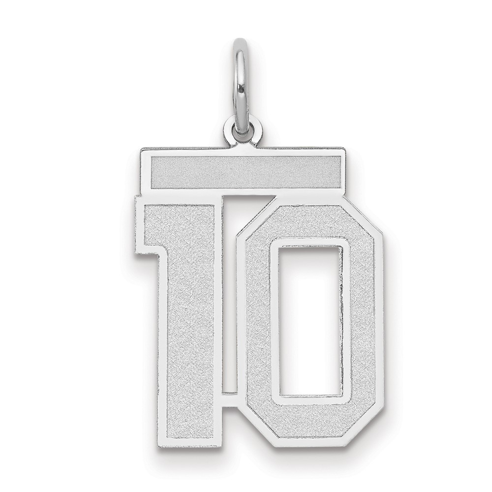 14K White Gold Medium Satin Number 10 Charm