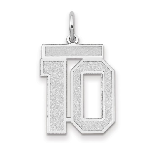14K White Gold Medium Satin Number 10 Charm